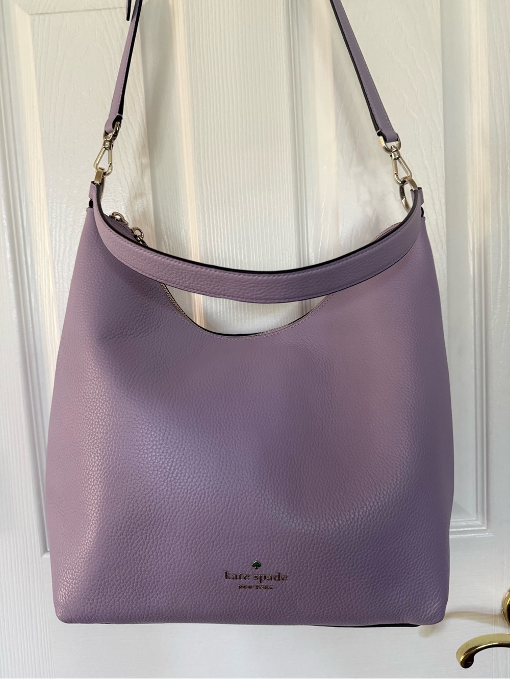 Kate Spade New York Pebbled Leather Hobo Shoulder Bag in Lilac Lavender BohoChic - Picture 5 of 13